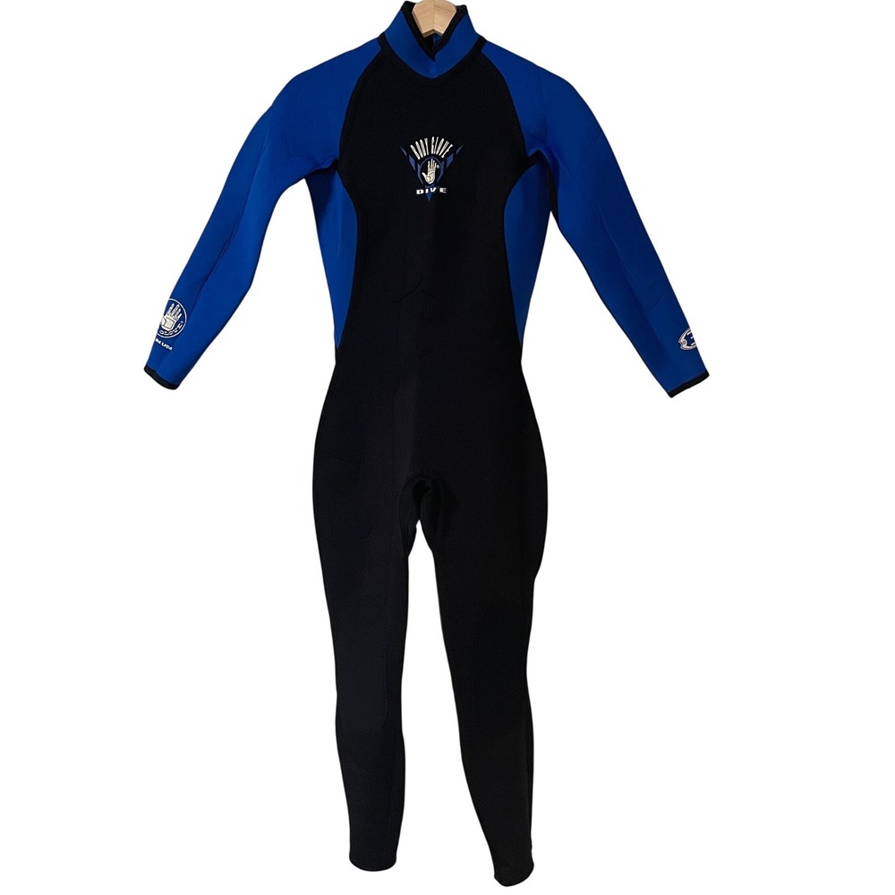 Body Glove Womens M-7 Dive Wetsuit Full Body Slant Zip Black Blue Long Sleeve